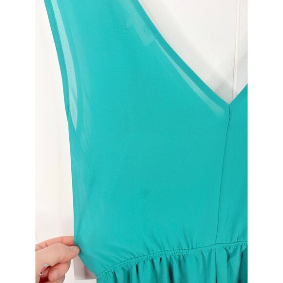 ASTR The Label Teal Chiffon Romper Size Medium Ruffle Hem - Picture 6 of 8